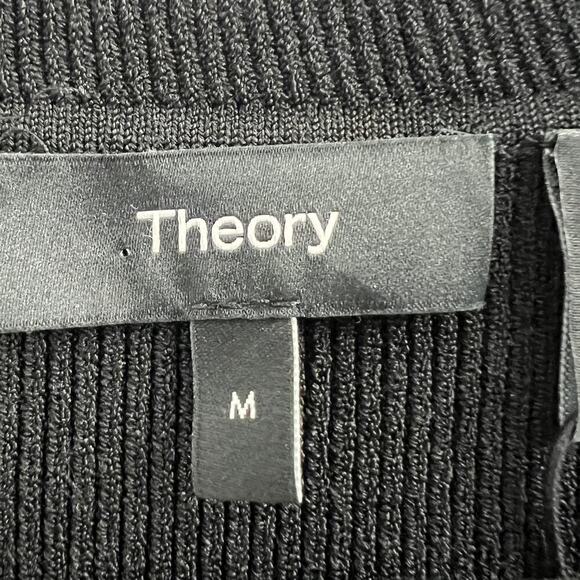 Theory Scoop Neck Compact Knit Mini Dress In Black Viscose, Fit and Flare M - Picture 4 of 9